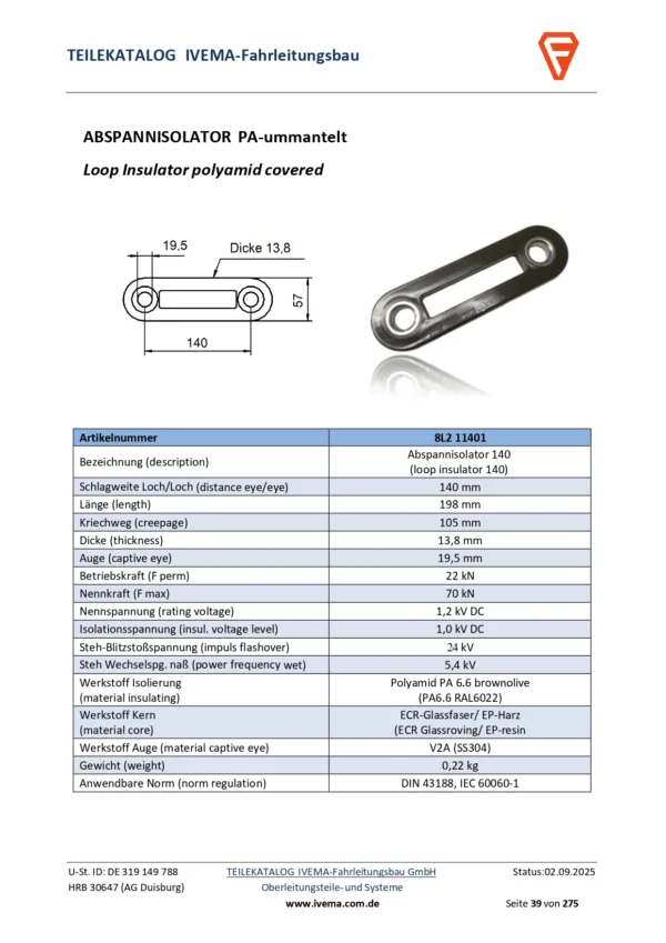 Abspannisolator PA-ummantelt – Bild 2