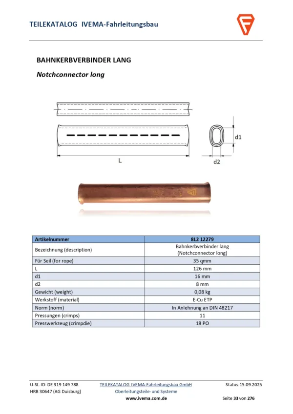 Bahnkerbverbinder lang - Image 2